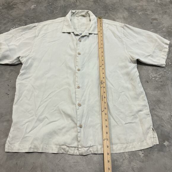 Tommy Bahama Shirt Mens Large Silk Embroidered Logo Maduro Paradise Parrot Cigar - Picture 3 of 6